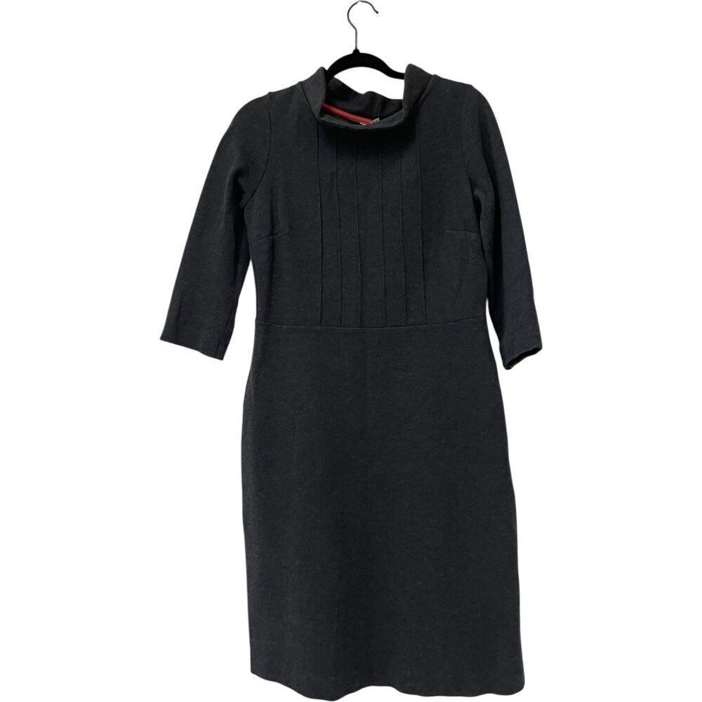 Boden Womens Alexa Dress UK 12L US 8L Gray Cotton Blend 3/4 Sleeves WH535 NWOT
